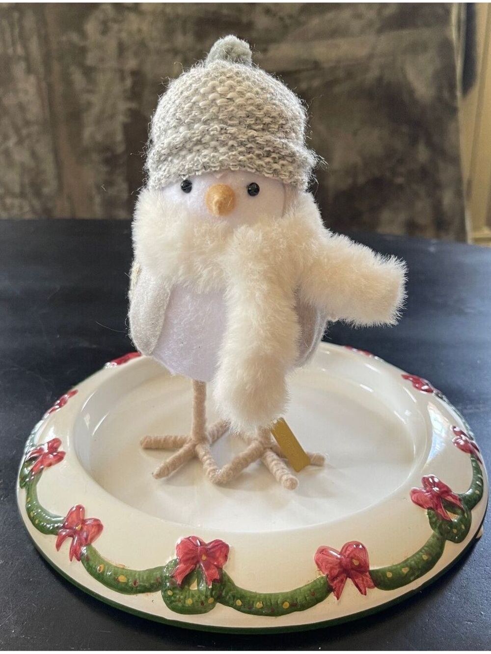 Purl 2022 Holiday Bird Figurine with Winter Hat and Scarf- Featherly Friends